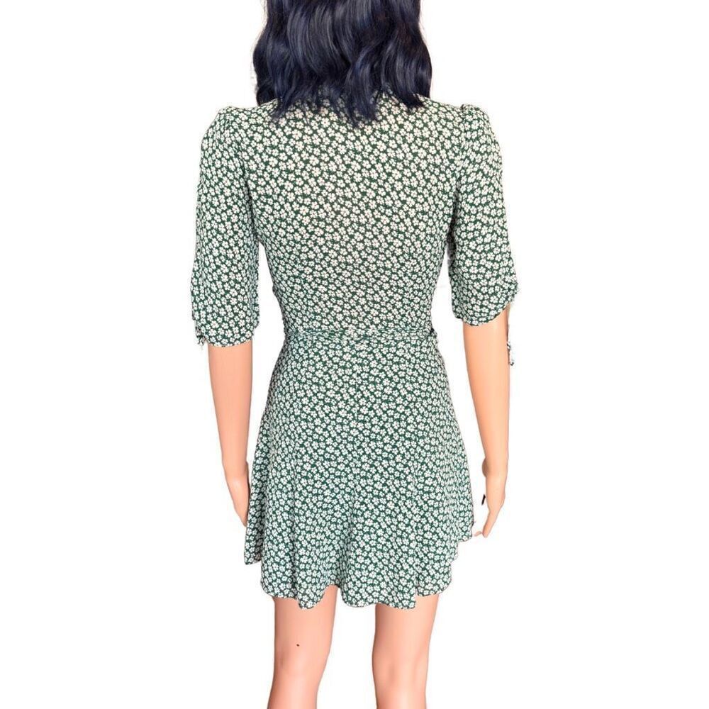 Reformation Venezuela Sammy Green Floral Wrap Mini Dress - Picture 5 of 6